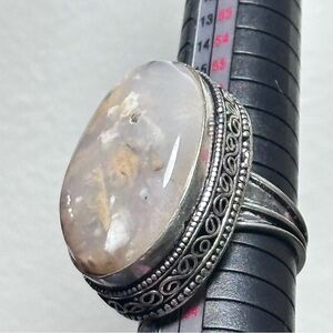 Elegant DENDRITIC AGATE RING Polished Bezel Set Large Natural Stone SIZE 9.25